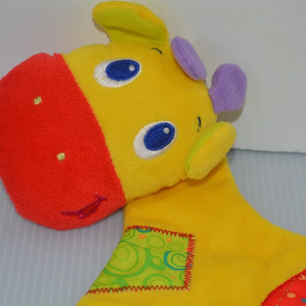 Bright Starts Yellow Giraffe Plush Snuggle Teether Crinkle Baby Activity Toy
